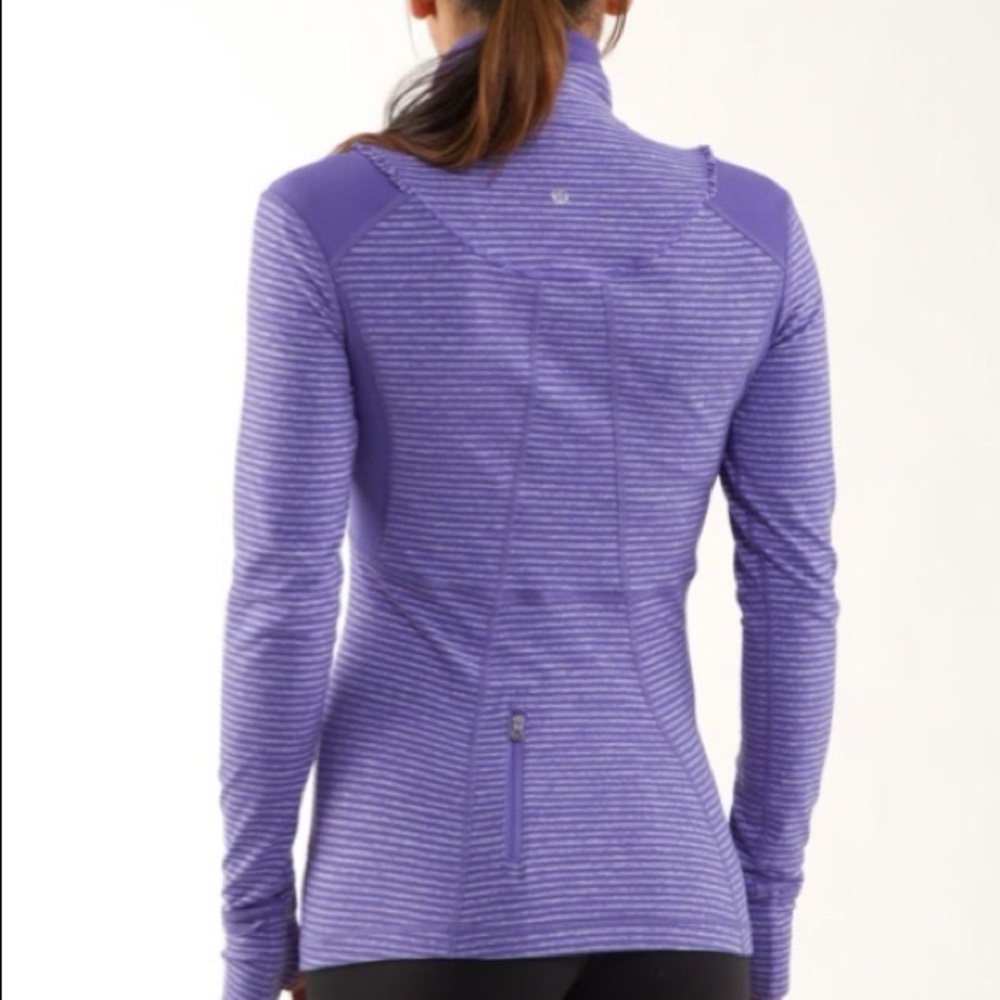 Lululemon Run Your Heart Out Pullover Purple Stripe Half Zip Size 8 - Picture 2 of 12